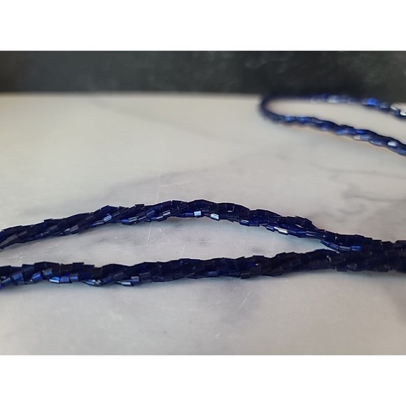 Vintage Blue Glass Beaded Necklace - Picture 8 of 10